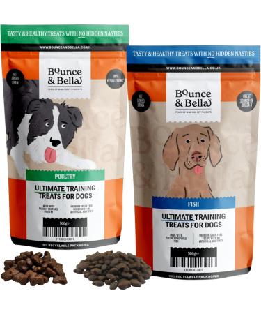 Bounce and Bella Grain Free Training Treats made with Freshly Prepared Ingredients (1 Poultry & 1 Fish 2 Pack 1000g) - Buy Online on GoSupps.com