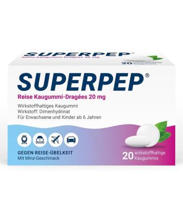 SUPERPEP Travel Chewing Gum Dragees 20 mg 20 pcs