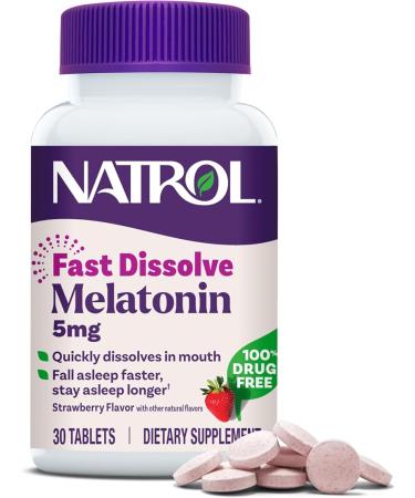 Natrol Melatonin Fast Dissolve Tablets Helps You Fall Asleep Faster Stay Asleep Longer Easy to take Dissolves in Mouth Strengthen Immune System Strawberry Flavor 5mg 30 Count