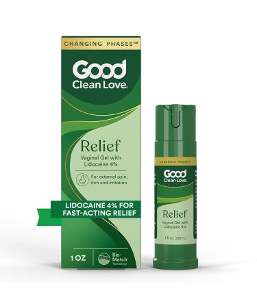 Good Clean Love Relief Gel Pain & Itch with Lidocaine 4%, Relieves Irritation and External Vaginal Discomfort, Fast-Acting Relief from Pain and Itch, Gynecologist Recommended