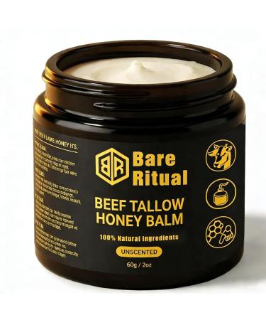 Bare Ritual Tallow Honey Balm Deep Skin Care Beef Tallow Moisturizing Cream Natural Whipped Moisturizing Skin Care Cream for All Skin Types