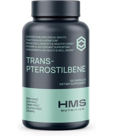 HMS Nutrition Potent Trans-Pterostilbene - 200mg, 180 Vegan Capsules - Antioxidant Supplement - Gluten, Soy & Dairy Free - Buy Online on GoSupps.com