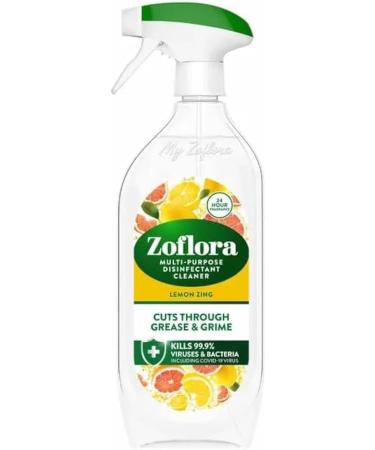 Zoflora Multi Purpose Disinfectant Cleaner Trigger Spray Cuts Through Grease and Grime 800 ml Lemon Zing Scent 