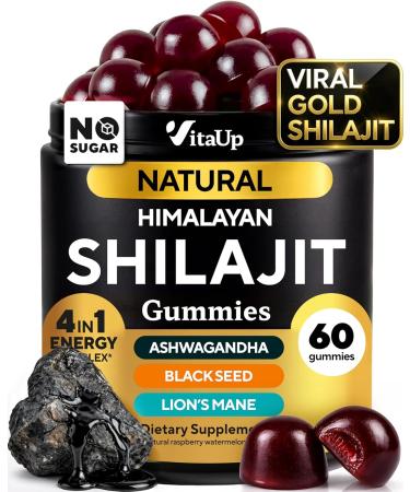 Shilajit Gummies - Himalayan Shilajit Gummies for Men & Women 1000mg - Sugar Free Shilajit Gummies - Natural Shilajit for Healthy Aging Immune Support & Energy Supplements - 60 Count 60 Count (Pack of 1)