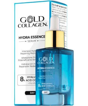 GOLD COLLAGEN Hydra Essence - Daily Moisture Hyaluronic Acid Serum for Face & Neck Repairing & Plumping Effect for Smoother Skin - Face Serum for Skincare Helps Reduce Fine Lines & Wrinkles 30 ml