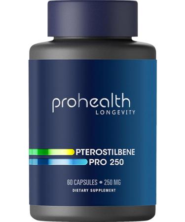 ProHealth Pterostilbene Pro 250 (250 mg, 60 Capsules) Longevity | Powerful Antioxidant. Supports Healthy Aging, Heart Health, Brain Cell Health. Boosts Effectiveness of NMN. - Buy Online on GoSupps.com