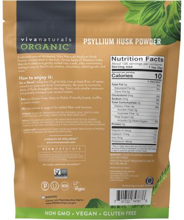 Viva Naturals Organic Psyllium Husk Powder - 1.5 lbs | Gluten-Free Fiber Supplement - Buy Online on GoSupps.com
