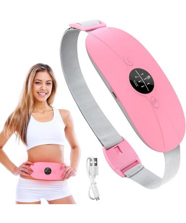 Portable Cordless Electric Waist Belt Device  Fast Heating Pad for Cramps with 3 Heating Levels & 3 Vibration Massage Modes  Menstrual  Belly Heating Pad for Women & Girl PINK