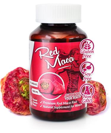 Red Maca Capsules for Women - Gelatinized and Pure - Root from Peru - Energy Booster, Hormone Balancer, Improves Your Mood and Builds Your Muscles - Kosher Certified. Sikyriah