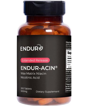 ENDUR-ACIN Niacin - Vitamin B3 Niacin 500mg Extended Release & Low-Flush, 200 Tablets - Supports Cholesterol Balance & Heart Health - Endurance Products 200 Count (Pack of 1) - Buy Online on GoSupps.com