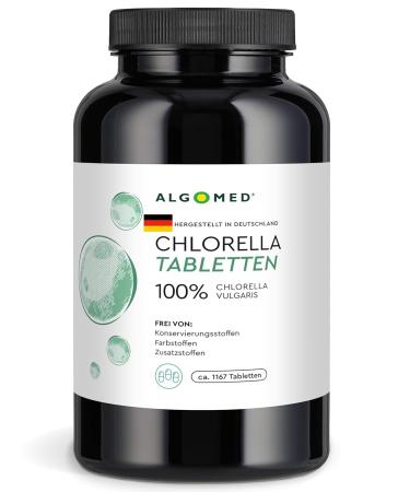 Chlorella tablets from Germany - Premium Chlorella Algae Pressenges - Chlorella Vulgaris Tabs Roh Vegan pure and controlled - Chlorella tablets |Algomed 1-pack (1x 350g)