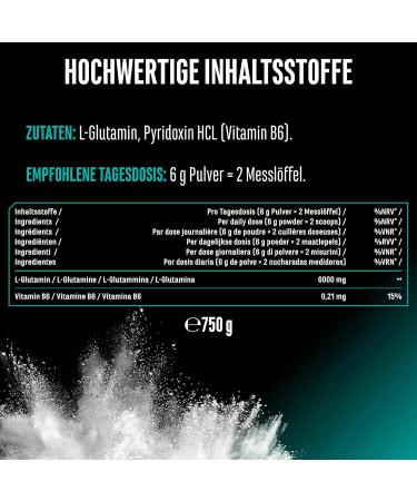 Premium L-Glutamine Powder 750g | 100% Micronized Amino Acid | Vegan & Lab-Tested | Neutral Flavor - High Dose - Buy Online on GoSupps.com
