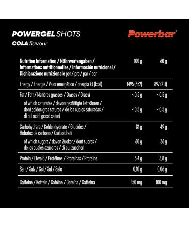 Powerbar PowerGel Shots Cola 24x60g | C2MAX Carbohydrate Gums with 75mg Caffeine - Buy Online on GoSupps.com