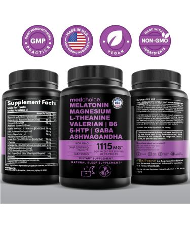 10-in-1 Melatonin Capsules - Natural Sleep Aid with Melatonin, L-Theanine, 5-HTP, GABA, Valerian Root, Chamomile, Vitamin B6, and Magnesium for Sleep Support - Buy Online on GoSupps.com