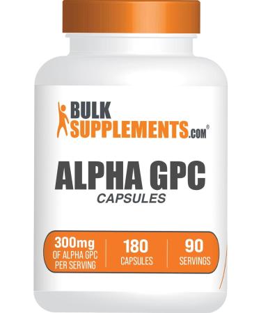 BulkSupplements.com Alpha GPC Capsules (L-Alpha Glycerylphosphorylcholine) - Choline Supplements - Alpha GPC 300mg per Capsules - 300 mg Servings -180  Capsules 2 Capsules per Serving