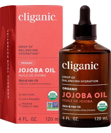 Cliganic USDA Organic Jojoba Oil, 100% Pure (4oz) | Moisturizing Oil for Face, Hair, Skin & Nails | Natural Cold Pressed Hexane Free 4 Fl Oz (Pack of 1) - Buy Online on GoSupps.com