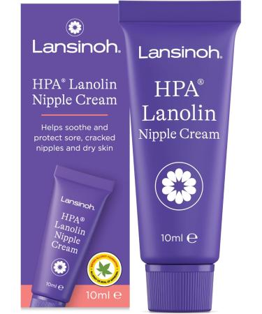 Lansinoh HPA Lanolin Nipple Cream for sore nipple & cracked skin 100% natural single ingredient breastfeeding essential tasteless odourless hospital bag moisturising 10ml 10 ml single