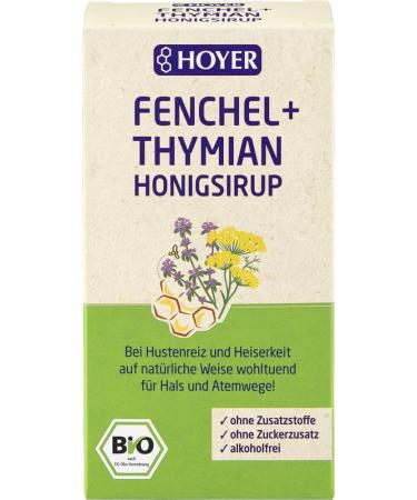 Hoyer Organic Fennel Thyme Honey Syrup (6 x 250 gr) 250 g (pack of 6)