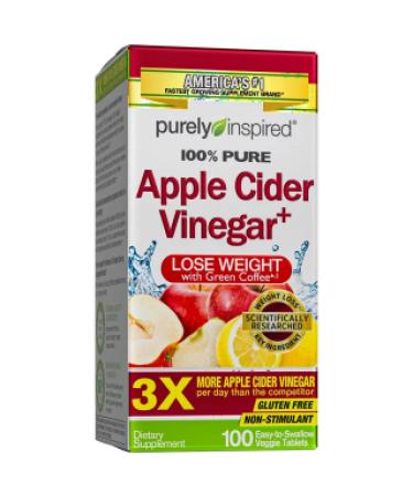 Purely Inspired Apple Cider Vinegar+ 100 Easy-to-Swallow Veggie Tablets