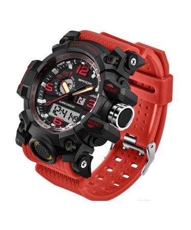 2017 New Fashion Sanda Brand Dual time Digital Sport Watch Waterproof S-Shock Men's Luxury Led Digital Chrono Relogio Masculino - Red