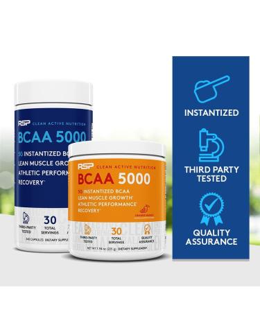 RSP Nutrition BCAA 5000 - 240 Capsules | Premium Amino Acids for Muscle Recovery & Performance - Buy Online on GoSupps.com