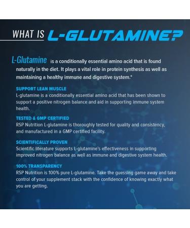 RSP Nutrition Glutamine Powder - 500g | Pure Muscle Recovery & Immune Support - Buy Online on GoSupps.com