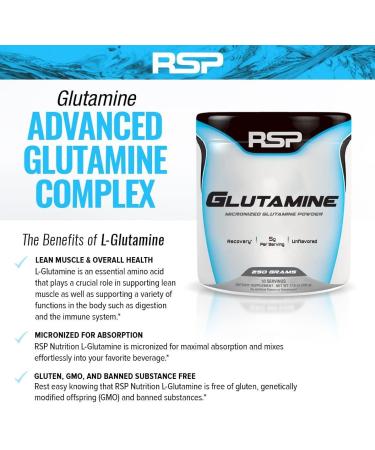 RSP Nutrition Glutamine Powder - 500g | Pure Muscle Recovery & Immune Support - Buy Online on GoSupps.com
