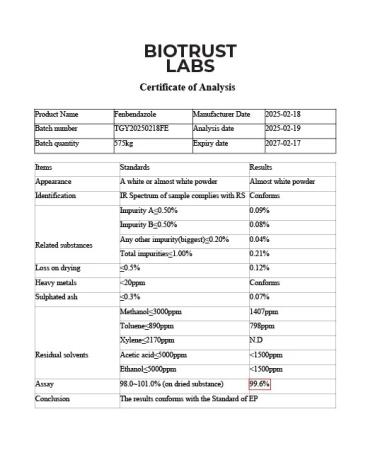 fenbendazo BioTrustLabs - 99% Purity - 444mg - 120 CT - Buy Online on GoSupps.com
