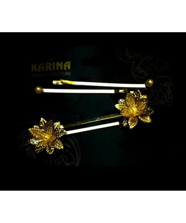 Women's Karina Hairpin Hair Clip 3D - Golden Flower - Pack of 2