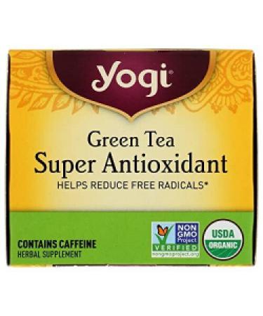 Yogi Tea - Green Tea Super Antioxidant (6 Pack) - Supports Overall Health with Licorice Root, Lemongrass, and Jasmine - Contains Caffeine - 96 Organic Green Tea Bags