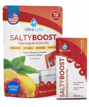 Ultra Lyte Electrolyte Drink Mix - Salty Berry Lemonade - 24 Sachets 