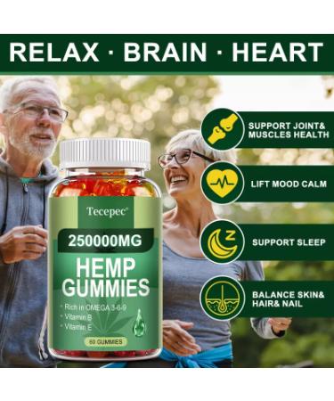 Tecepec Hemp Gummies For Supports Sleep Health  Promotes Relaxation And Calm - 60 Gummies - Buy Online on GoSupps.com
