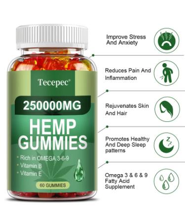 Tecepec Hemp Gummies For Supports Sleep Health  Promotes Relaxation And Calm - 60 Gummies - Buy Online on GoSupps.com