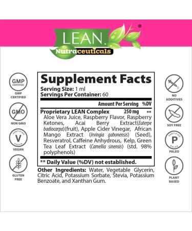 LEAN Nutraceuticals Weight Loss Keto Drops Appetite Suppressant Fat Burner Diet - Raspberry Ketone - 2 Fl Oz - Buy Online on GoSupps.com