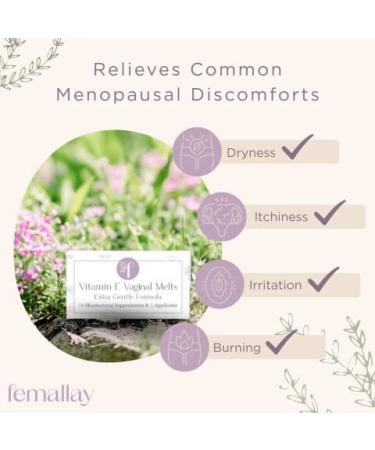 Femallay Organic Vitamin E Vaginal Moisturizing Suppository Melts - Unscented, Estrogen-Free Feminine Care | Relieves Dryness, Itching, Burning, Irritation, Redness & Menopause Symptoms - Buy Online on GoSupps.com