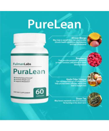 Nutra City Official PuraLean Detox Pills by Fulman Labs PureLean Weight Loss Supplement 60 Capsules 1 Month Supply