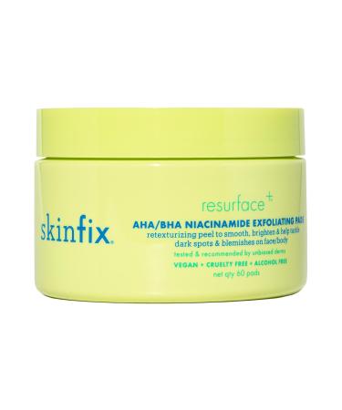 Skinfix Resurface+ AHA/BHA Niacinamide Exfoliating Pads for Face and Targeted Body - 60 pads