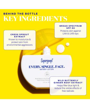 Shop Supergoop! Every. Single. Face. Watery Lotion Sunscreen SPF 50 - 1.7 oz/ 50 mL Online - Best Price & International Shipping - Buy Online on GoSupps.com