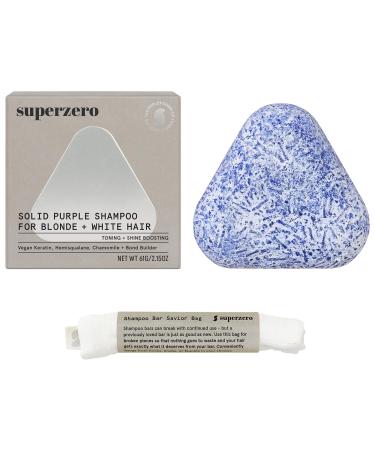 superzero Purple Shampoo Bar for Blonde Highlighted & White Hair - 2.35 oz / 67 mL