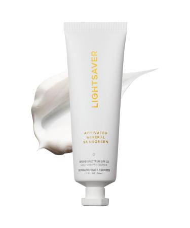 LIGHTSAVER Shade 0 - Activated Non-Tinted Mineral Face Sunscreen Broad Spectrum - SPF 33 - 1.69 oz / 50 ml