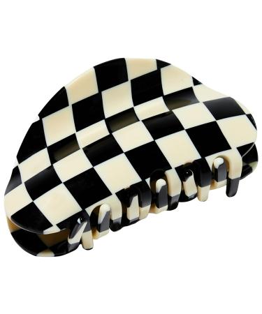 Chunks Medium Checker Hair Claw Clip in Black + White -Black + White