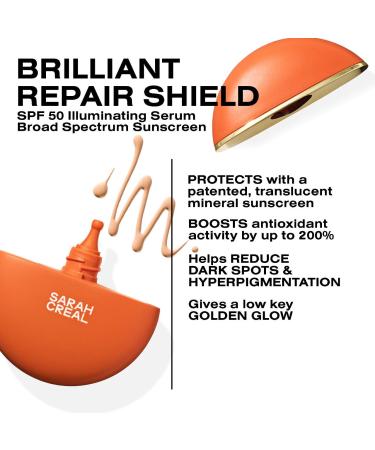Shop Sarah Creal Brilliant Repair Shield Illuminating Broad Spectrum Face Mineral Sunscreen Serum SPF 50 - 1 oz / 30 g Online - Best Price & International Shipping - Buy Online on GoSupps.com