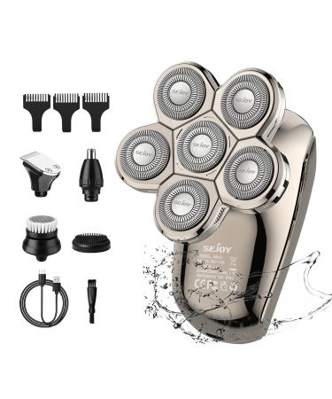 SEJOY 5 in1 Electric Razor Wet Dry Head Shaver for Bald Men Trimmer Grooming Kit - IPX7 waterproof