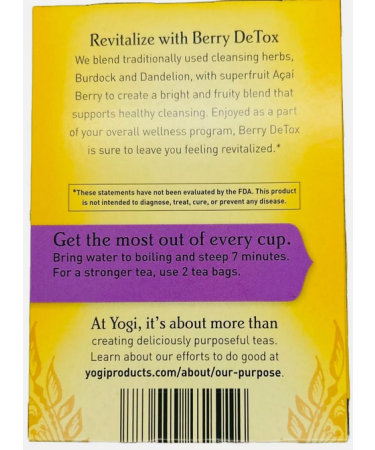 Yogi Tea Berry Detox - Caffeine Free, 16 Tea Bags (1.12 oz) | Cleanse & Refresh - Buy Online on GoSupps.com