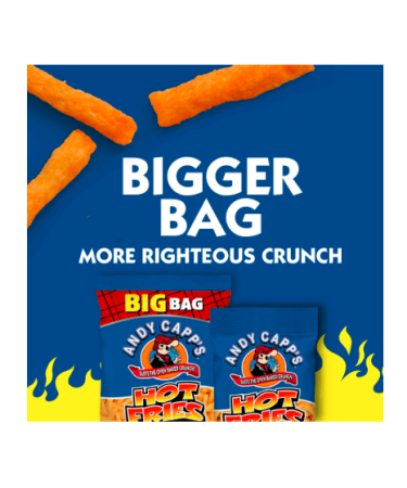 Andy Capp's Big Bag Hot Fries - 8 oz | Crunchy Snack for Spicy Cravings - Buy Online on GoSupps.com