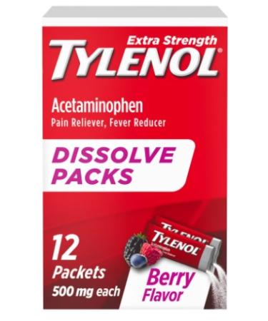 Tylenol Extra Strength Dissolve Packs with Acetaminophen - Berry - 12 ct