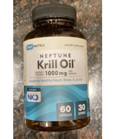 Neptune Krill Oil 1000mg by DailyNutra - High Absorption Omega-3 EPA DHA & Astaxanthin. Pure and Sustainable. Clinically Shown to Support Healthy Heart, Brain and Joints (30 Servings / 60 softgels)