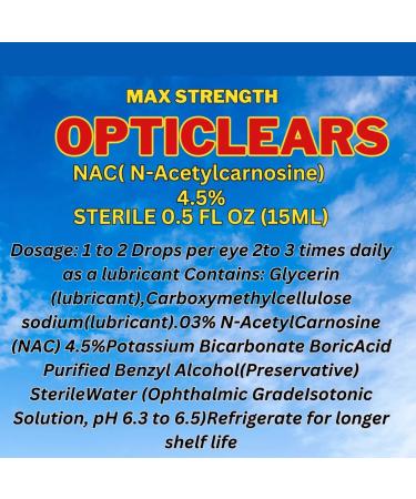 OPTICLEARS Cataract Eye Drops with 4.5% NAC N-Acetylcarnosine - 15ml x 2 pack - Buy Online on GoSupps.com