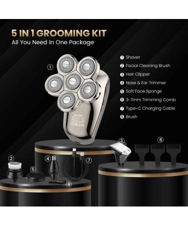 SEJOY 5 in1 Electric Razor Wet Dry Head Shaver for Bald Men Trimmer Grooming Kit - IPX7 waterproof - Buy Online on GoSupps.com