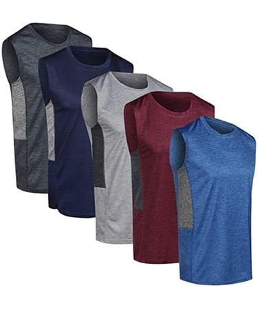 Men's Dry-Fit Active Athletic Tech Tank Top 5 Pack